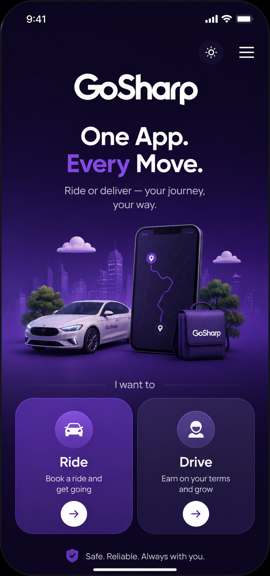 GoSharp app — Ride or Drive